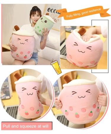 Kekeso Boba Plush Pillow - Soft Bubble Pearl Milk Tea Stuffed Toy Hugging Cushion (Pink, 35cm/13.77inch) - Buy Online on GoSupps.com