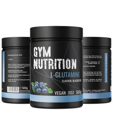 L-Glutamine Ultrapure Powder 500g - 99.5% Pure Vegan Supplement for Bodybuilders - Made in Germany (Blueberry Flavor) - Buy Online on GoSupps.com