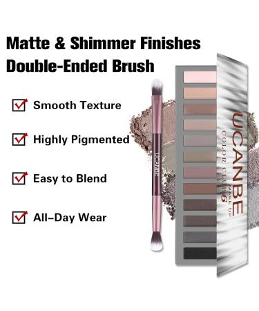 Ucanbe 12-Color Eyeshadow Palette with Brush - Waterproof Matte & Shimmer Makeup - High Color Rendering & Durable - International Shipping Available - Buy Online on GoSupps.com