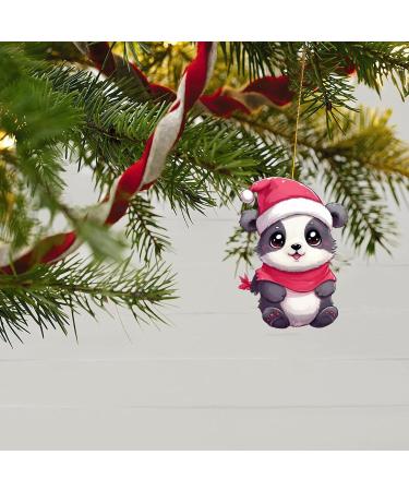 WOBBLO Panda Christmas Ornaments - Acrylic Car Accessories Panda Hanging - Cute Panda Interior Pendant for Christmas Tree Living Room Home Window Car Outdoor - Buy Online on GoSupps.com