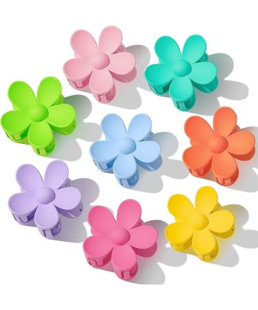 Hair Claw Clips Matte Flower Hair Clips Strong Hold Hair Jaw Clamps for Medium Thick Hair Non Slip Big Hair Accessories for Women and Girls (8 PCS)