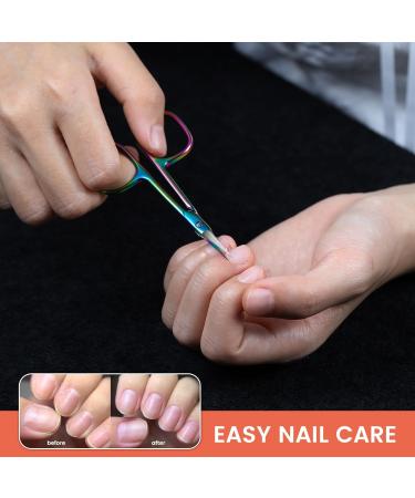 Bezox Curved Nail Skin Scissors - Precision Stainless Steel Manicure Tools for Tidy Care | Professional Nail Shaver & Small Rainbow Scissors for Women - Buy Online on GoSupps.com