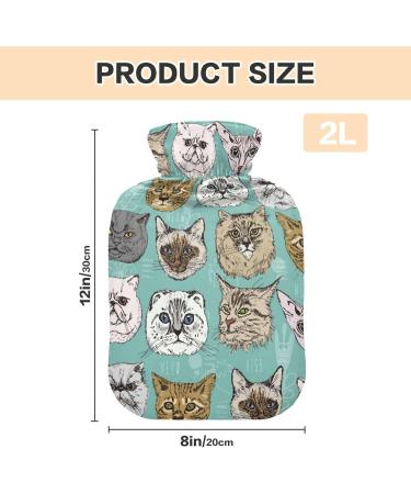 Hot Water Bottles with Cute Cat Cover | 2L Pain Relief & Sports Injury Aid - Buy Online on GoSupps.com