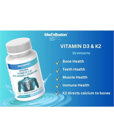 Med'nBoston Liposomal Vitamin D3 10 000 IU & K2 250 mcg - 60 Vegan Softgels - Buy Online on GoSupps.com