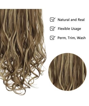 Buy Feshfen Clip-In Extensions Set - 16 Clips Wavy Hair - 50cm Golden Brown & Light Blonde | Synthetic Hair Extensions for Women - Buy Online on GoSupps.com