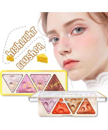 4 color baked blush palette cheek makeup shimmer facial blush natural glow lasting lightweight high light blush (03) - Buy Online on GoSupps.com