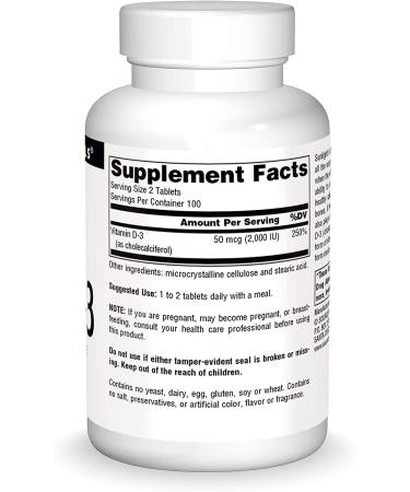 Source Naturals Vitamin D-3 1000 IU - 200 Tablets | Boost Immunity & Bone Health - Buy Online on GoSupps.com