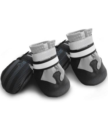 Neuwehe Dog Shoes - Waterproof Paw Protection Boots for Small & Medium Dogs | 4-Piece Set with Reflective Straps & Anti-Slip Sole (Size L Gray) - Buy Online on GoSupps.com