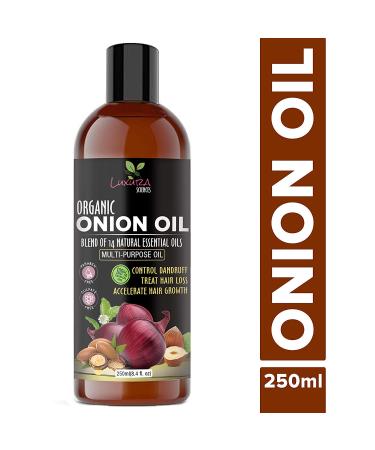 Onion Hair Oil by Luxura Sciences with 14 essential oils 100% pure and natural hair oil 250 ml - Buy Online on GoSupps.com