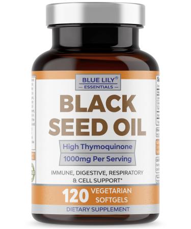 Black Seed Oil 120 Vegan Softgels Organic Cold Pressed Nigella Sativa Oil. Good Source of Omega 3 6 9. Super Antioxidant for Immune Support, Radiant Skin & Hair