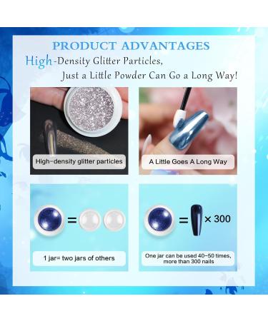 Bishengyf Chrome Nail Powder - Super Mirror Effect | Upgraded Metallic Nail Pigments for Art & Design | High Capacity 2g Blue - Buy Online on GoSupps.com