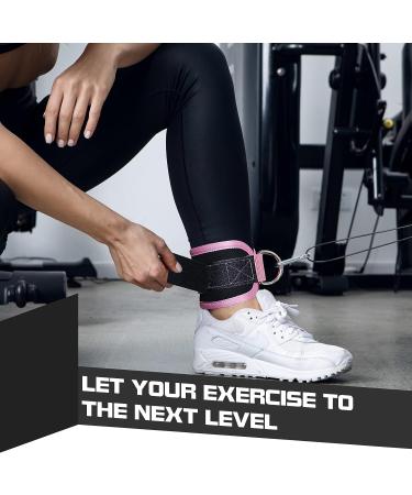 Powerfeng Ankle Strap Cable Machine - Pink Pair for Gym Glute Kickback & Leg Workout - Buy Online on GoSupps.com