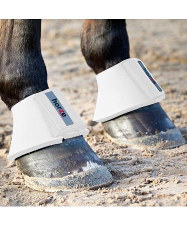 HORZE ProBell Horse Bell Boots - Set of 2 Jumping Boots with Velcro Fastener - White LL - Premium Horse Gear for International Shipping - Buy Online on GoSupps.com