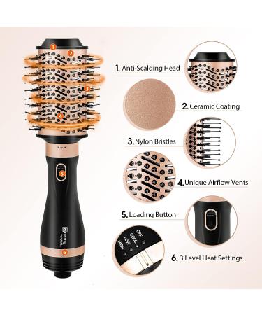 Nicebay 4-in-1 Hot Air Brush: Hair Dryer, Straightener, Curler, Volumizer - Ceramic Coating, 3 Temp Settings - Detachable Design for Travel Salon - Buy Online on GoSupps.com