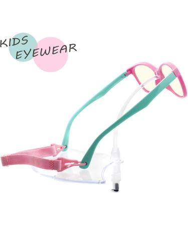 Kids blue light blocking eyewear UV400 protection anti blue ray computer game glasses for children age 3-10 Pink Frame + Green Temple - Buy Online on GoSupps.com