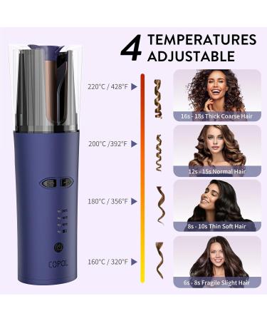 Buy Cordless Auto Hair Curler - Portable Rotating Curling Iron Fast Heating 3 Temps Rechargeable Barrel for Perfect Waves (Blue) - International Shipping Available - Buy Online on GoSupps.com
