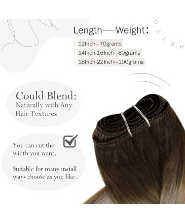 Buy Hetto Remy Real Hair Extensions - Ombre Dark Brown Mix Ash Brown & Medium Blonde #3/8/22 | 70g 30cm - Best Quality & Hot Sales! - Buy Online on GoSupps.com