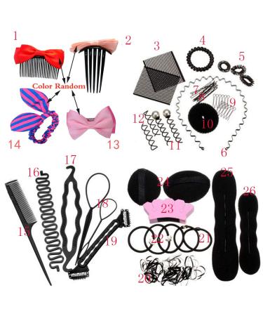 26pcs Hair Styling Accessories Set - DIY Hair Clips Foam Pads & Tools for Women & Girls - Buy Online on GoSupps.com
