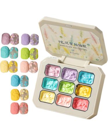 Gel to Tap Varnish 9 Solid Shades Gel Nail Polish with Sponge Brush Long-Lasting Beauty Care Rainbow Solid Manicure for Birthdays Women and Girls
