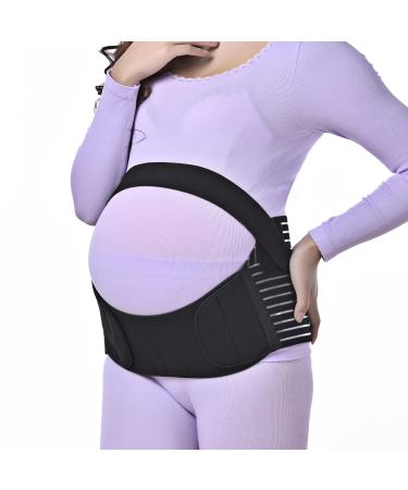 Merlinae Pregnancy Support Belt Maternity - Care Breathable Abdomen Support and Pelvic Support - Comfortable Belly Band for Pregnancy - Prenatal Cradle for Baby -Size L Black L ( 90-120CM )