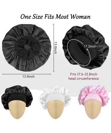MELTU 1 Pack Hair Bonnet for Sleeping Satin Bonnet with Wide Elastic Band Silk Hair Wrap for Sleeping Soft Sleep Cap White - Buy Online on GoSupps.com