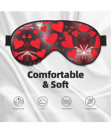 Buy Red Hearts Firework Print Unisex Sleep Eye Mask | Soft Comfort Eye Shade for Travel Yoga and Shift Work International Shipping Available - Buy Online on GoSupps.com
