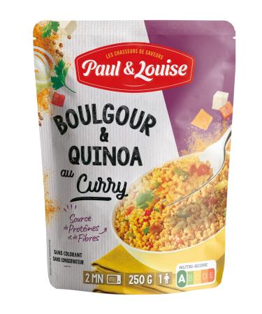 Paul & Louise - Bulgur and quinoa with curry 250g - Source of protein and fibre - Ready in 2 minutes