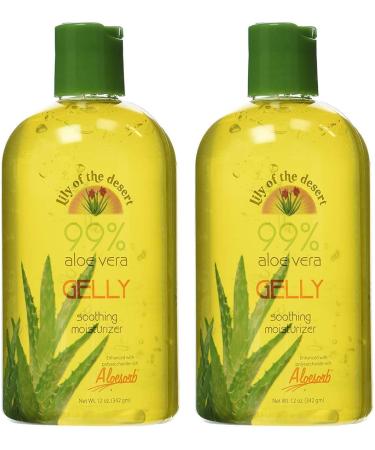 Lily of the Desert Topical Certified Organic Aloe Vera Gel, Aloe Vera Gelly, Cools Sensitive Skin after Sun, Naturally Hydrating & Soothing Body & Face Moisturizer (2 Pack - 12 Fl Oz Ea)