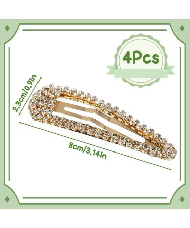 4PCS Gold Rhinestone Snap Hair Clips for Women - Shining Metal Hair Clips - Buy Online on GoSupps.com