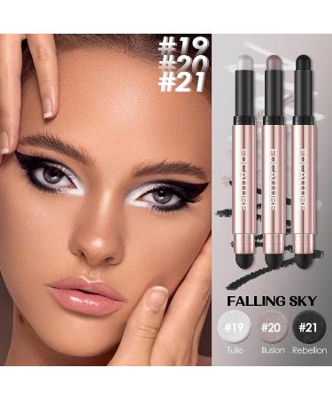 FOCALLURE 3 Pcs Eyeshadow Sticks Set - Shimmer & Matte Crayons with Blending Sponge Brush - Buy Online on GoSupps.com