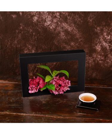 Floral Arranging Vase Set: Black Rectangle Photo Frame Shaped Plastic Ikebana Vases with Flower Frog - Ideal for Ikebana Floral Art Home Decor - Buy Online on GoSupps.com
