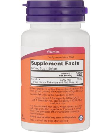 Now Foods Vitamin A 10,000 IU - 100 Softgels - Immune Support and Eye Health - Buy Online on GoSupps.com