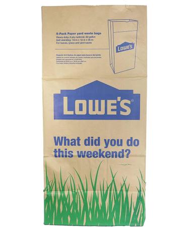 Lowes 30 Gallon Paper Lawn and Leaf Trash Bags - 15 Bags Total (5 Count, Pack of 3) - Buy Online on GoSupps.com