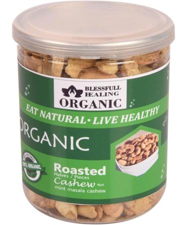 Blessfull Healing Organic Natural Vegan Mint Masala Roasted Halves/Pieces Cashew Nuts Crunchy Kaju 300 Gram - Buy Online on GoSupps.com