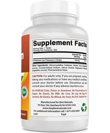 Naturally Sourced Potassium Citrate 99mg | 500 Tablets | 3rd Party Tested - Buy Online on GoSupps.com