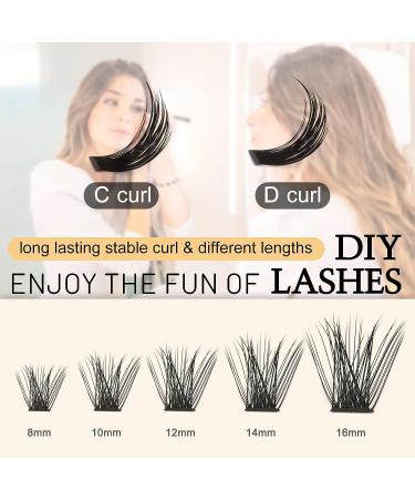 Cluster Lashes 72 Pcs C/D Curl 8-16mm + Tweezers & Lash Bond - Buy Online on GoSupps.com