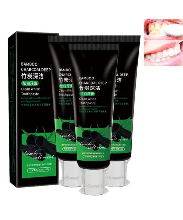 Yanjiayi Bamboo Charcoal Deep Toothpaste Yanjiayi Clean White Toothpaste Bamboo Charcoal Toothpaste Bamboo Charcoal Deep Clean White Toothpaste For Teeth Activated Bamboo Charcoal (3PCs)