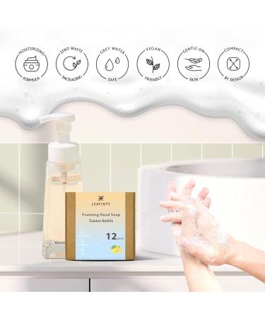 Leafinty Foaming Hand Soap Tablet Refills - 12 Pack - 96 fl oz - Lemon Scent - Compostable Packaging - Moisturizing Formula - Buy Online on GoSupps.com