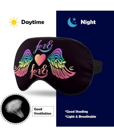 Rainbow Wings Heart Sleep Mask | Adjustable Strap Blindfold for Men and Women | Blocks Light for Travel and Nap - Buy Online on GoSupps.com