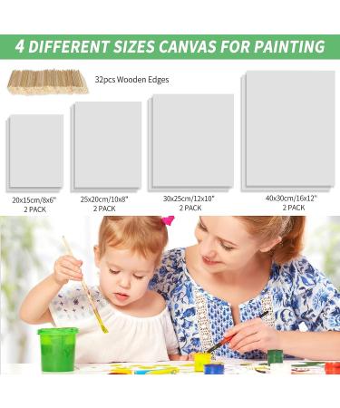 Artist Canvas Set - 6x8, 8x10, 10x12, 12x16 - 8 Piece Frame Board Panels - 100% Cotton Blank Canvas for Oil, Acrylic, Watercolor Painting - Acid-Free for Kids & Artists - Buy Online on GoSupps.com