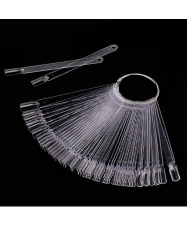 AIEX 50 pieces Transparent nail patterns with ring fan-shaped nail art peak alleys exercise rods for Polish bretting ancesses wrong nail patterns 50 pieces transparent