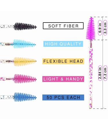 300 Pcs Disposable Glittered Mascara Wands & Eyebrow Brushes | Crystal Handle Makeup Brushes in 6 Colors - Perfect for Cosmetics - Buy Online on GoSupps.com