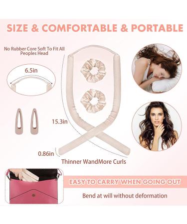 No Heat Hair Curling Kit for Long Hair Heatless Hair Curler with Hair Bands Clips Sleep Overnight EVA Foam Hair Rollers Wavy Curly Hiarstyles Pink - Buy Online on GoSupps.com