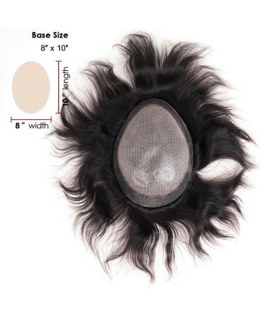 Shop Lordhair Knotless Toupet for Men - Skin Injects Human Hair System 8x10 inch Light Medium Density Off Black 1B# - Buy Online on GoSupps.com