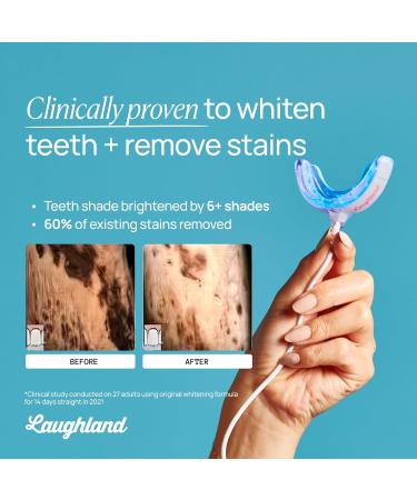 Laughland Original Teeth Whitening Kit, Phone-Powered LED Mouthpiece & 3 Whitening Gel Syringes, 8% Hydrogen Peroxide, Aloe Vera & Mint, for Sensitive Teeth, at-Home Dental Care, 6+ Treatments Original 1 Count (Pack of 1) - Buy Online on GoSupps.com