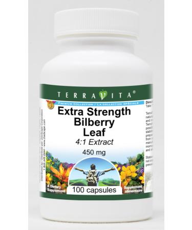 Extra Strength Bilberry Leaf 4:1 Extract - 450 mg (100 Capsules ZIN: 511245) - 3 Pack