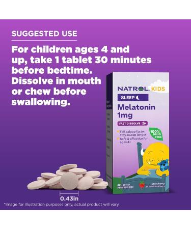 Natrol Kids Melatonin Fast Dissolve - Strawberry Flavor, Ages 4+, 30 Tablets - Buy Online on GoSupps.com