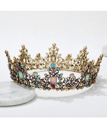 SWEETV Baroque Queen Crown - Rhinestone Wedding Tiara for Women - Gemstone Costume Party Hair Accessory - Buy Online on GoSupps.com