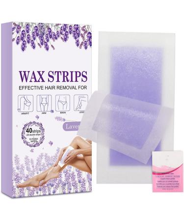 Bandes de Cire pour Le Corps avec lingettes humides Bandes de Cire pour pilateur au Parfum de Lavande Violette Bandes de Cire Naturelle pour l' pilation des Bras des Jambes et des aisselles