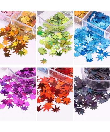 Stylelove Maple Blade Glitter Nail Seedlettes - 3D Autumn Leaves Nail Art Stickers for Acrylic Nails | Holographic Flakes & Designs - Buy Online on GoSupps.com